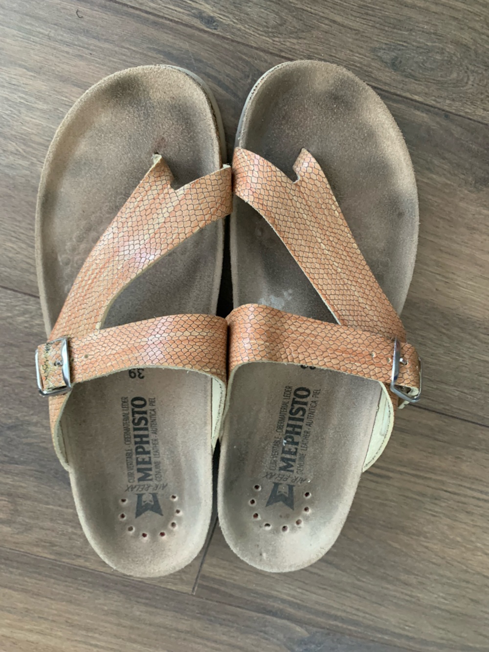 Mephisto Women's Helen Leather Leather Buckle Slide Sandals size 39 US 8.5